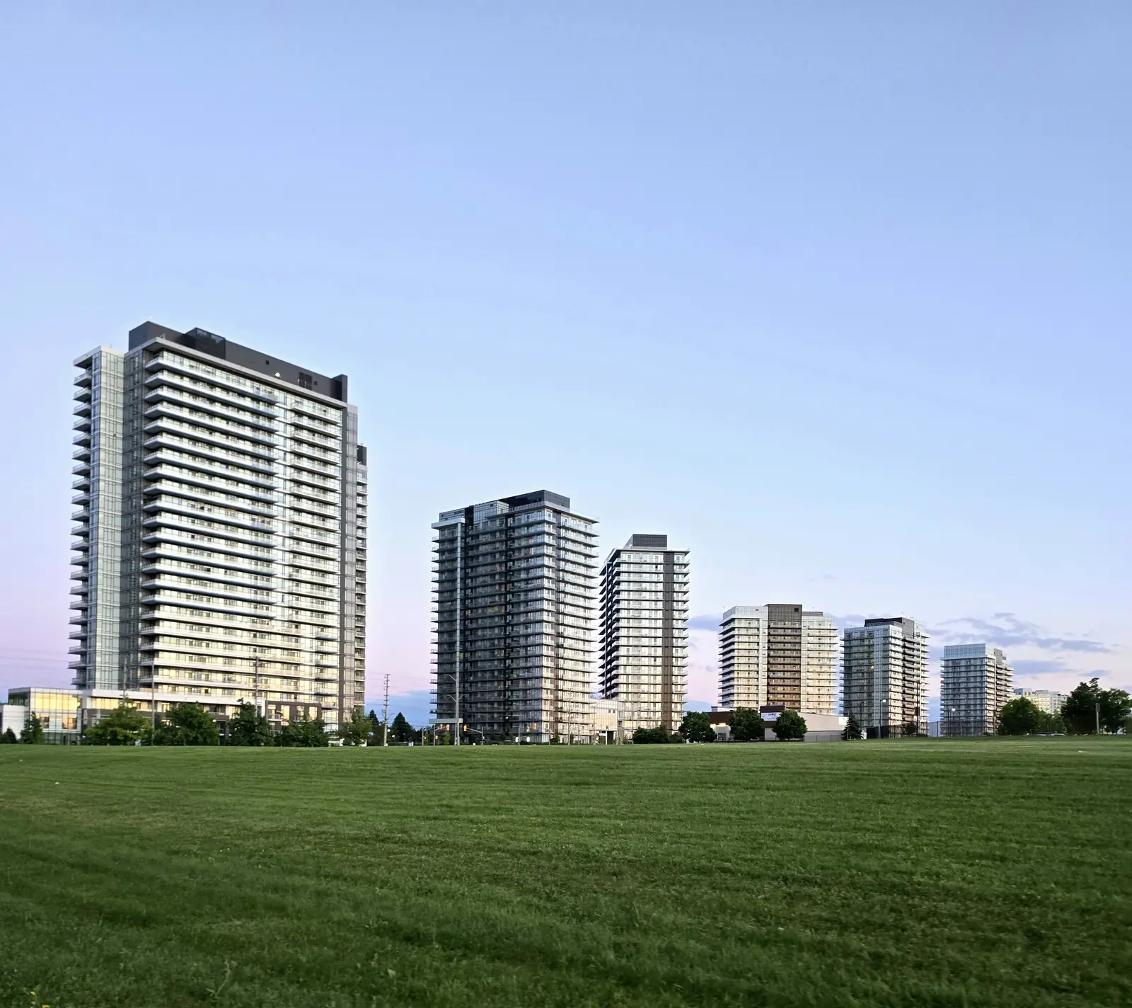 Residential towers and park view in Mississauga