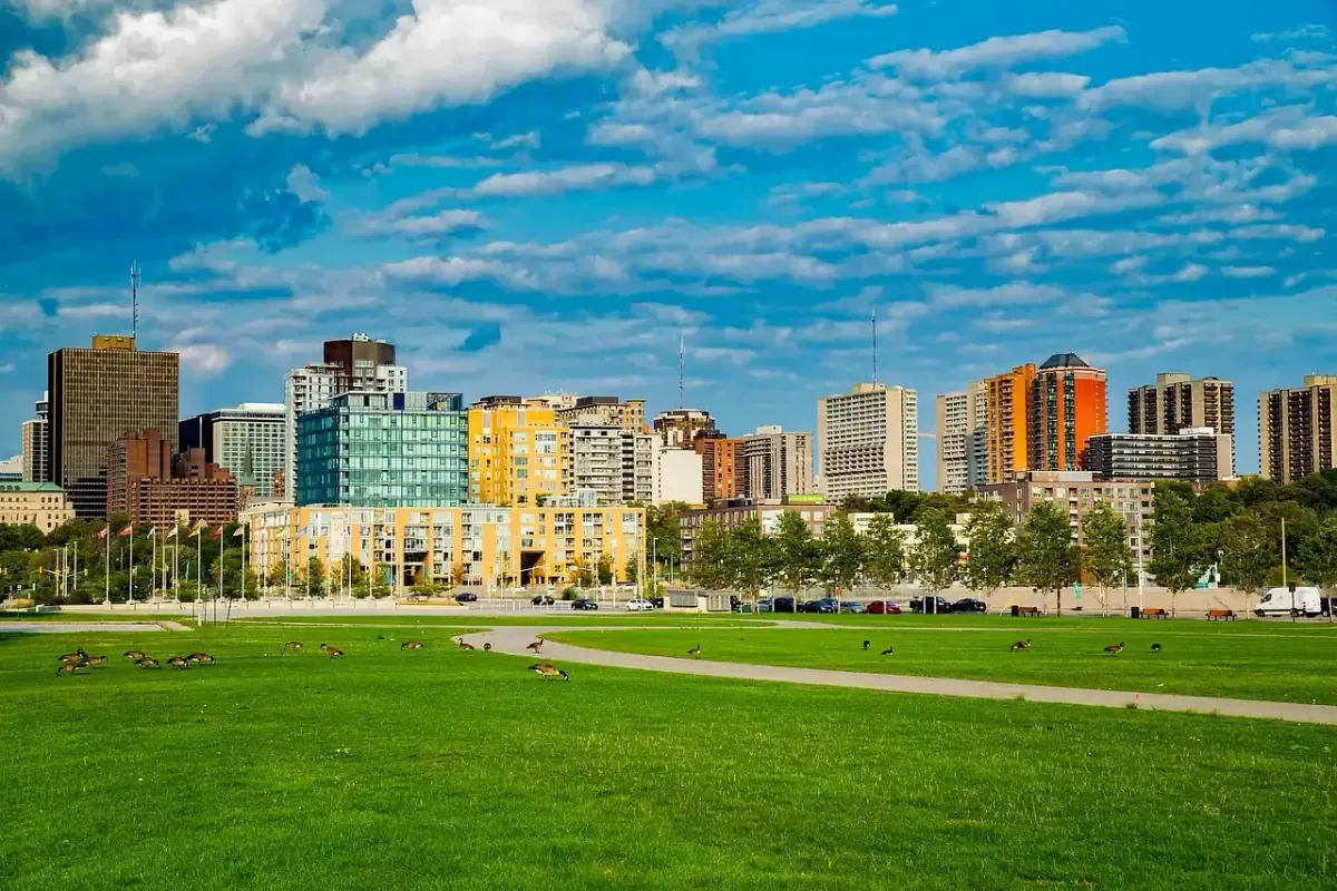 Ottawa skyline viewed from a park