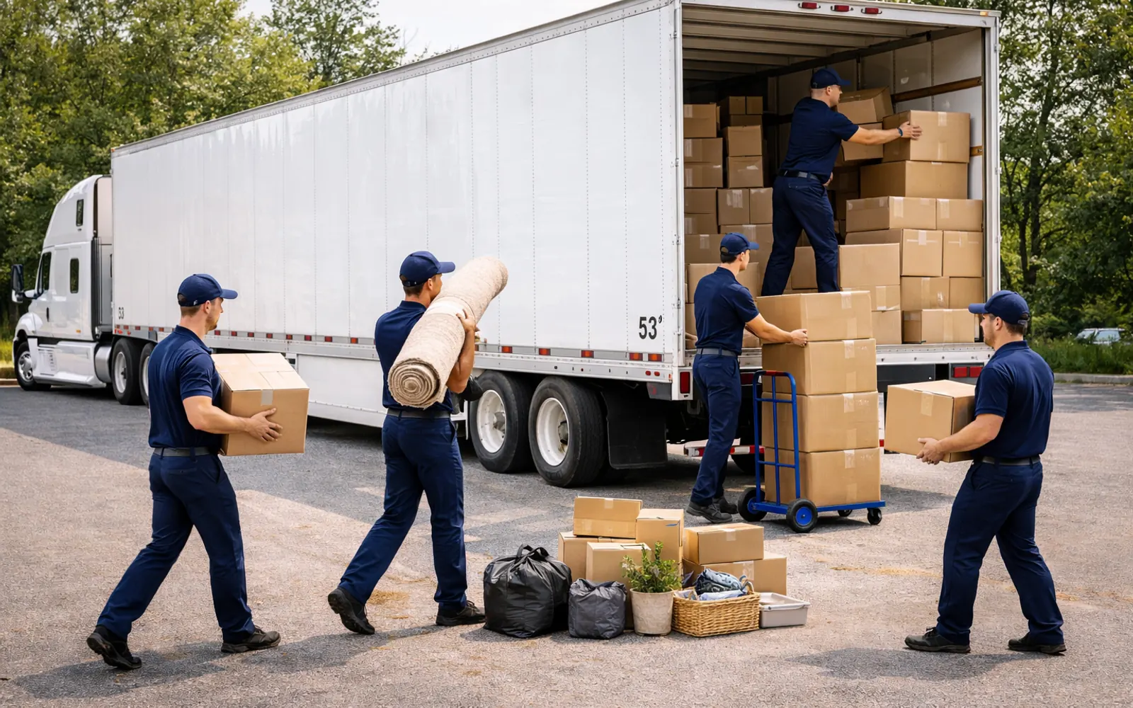 Long distance moving truck prepared for an intercity move